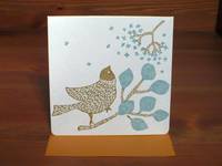 Letterpress folio card S. message bird Letterpress folio card S. message bird