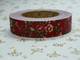 Fabric Tape antique flower red 15mm