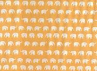 Wachstuch Elefanten klein weiß auf gelb