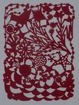 Paper-cutting seal. silk paper. sandy beach. wine Paper-cutting seal. silk paper. sandy beach. wine