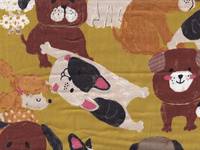 Big Animal - Many dogs yellow double gauze Big Animal - Many dogs yellow double gauze