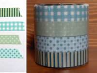 Washi Tape gingham, stripes & dots blue 4er Set 13mm Washi Tape gingham, stripes & dots blue 4er Set 13mm