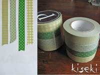 Washi Tape gingham, stripes & dots green 4er Set 13mm Washi Tape gingham, stripes & dots green 4er Set 13mm