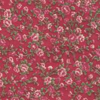 Fabric Sticker antique flower red A4