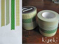 Washi Tape gingham, stripes & dots green 4er Set 13mm