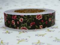 Fabric Tape antique flower dark brown 15mm