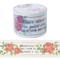 Wide Washi Tape Typing Letters & Roses 38mm