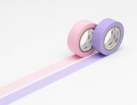 Washi Tape 2er Set uni rose pink & lavender 15mm