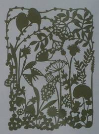 Paper-cutting seal. silk paper. road side. olive Paper-cutting seal. silk paper. road side. olive