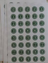Number seal (12mm) Green. 40 pcs