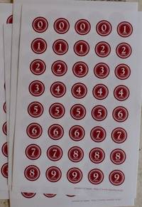 Number seal (12mm) Red. 40 pcs