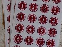 Number seal (18mm) Red. 24 pcs