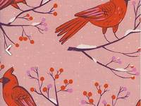 Cotton+Steel Winter Cardinals Pink