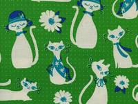 Cotton+Steel Fancy Cats Green