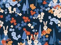 Neighboring Woods - Rabbit & Fox - Navy Neighboring Woods - Rabbit & Fox - Navy