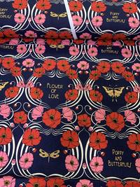 Poppy and butterflies navy