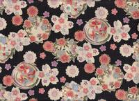 Blüten schwarz Chirimen Blüten schwarz Chirimen