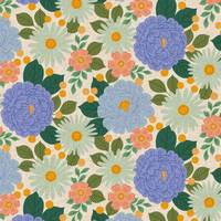 Cotton+Steel Floral Daydream - Brilliant Blue Unbleached Canvas Cotton+Steel Floral Daydream - Brilliant Blue Unbleached Canvas