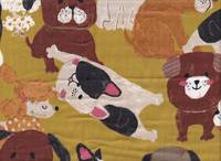 Big Animal - Many dogs yellow double gauze Big Animal - Many dogs yellow double gauze