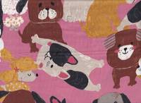 Big Animal - Many dogs pink double gauze Big Animal - Many dogs pink double gauze