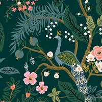 Cotton+Steel Vintage Garden Peacock - Hunter Canvas Metallic Cotton+Steel Vintage Garden Peacock - Hunter Canvas Metallic