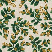 Cotton+Steel Holiday Classics - Mistletoe - Natural Canvas Metallic Cotton+Steel Holiday Classics - Mistletoe - Natural Canvas Metallic