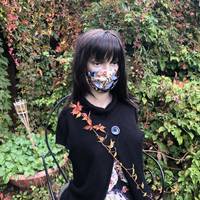 Gesichtsmaske - Fächer Kranich schwarz Gesichtsmaske - Fächer Kranich schwarz