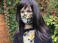 Gesichtsmaske Kranich Chrysanthemen Gold