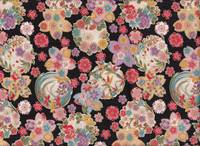 Blüten schwarz Chirimen Blüten schwarz Chirimen