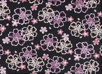 Blüten schwarz Chirimen Blüten schwarz Chirimen