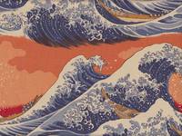 Hokusai The Great Wave orange