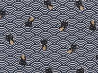 Seigaiha Katze dunkelblau Seigaiha Katze dunkelblau