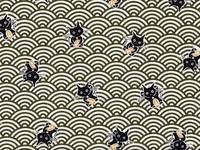 Seigaiha Katze grün Seigaiha Katze grün