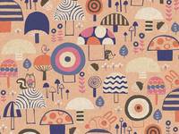 Cotton+Steel Mori No Tomodachi - Kinoko Yama Peach Canvas Cotton+Steel Mori No Tomodachi - Kinoko Yama Peach Canvas