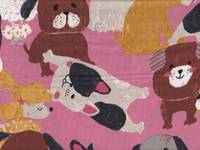 Big Animal - Many dogs pink double gauze Big Animal - Many dogs pink double gauze