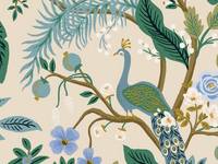 Cotton+Steel Vintage Garden Peacock - Cream Canvas Metallic Cotton+Steel Vintage Garden Peacock - Cream Canvas Metallic