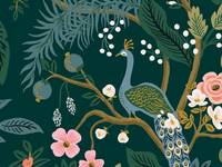 Cotton+Steel Vintage Garden Peacock - Hunter Canvas Metallic Cotton+Steel Vintage Garden Peacock - Hunter Canvas Metallic