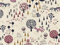 Cotton+Steel Omatsuri Nakama - Kitsunekun to Tomodachi - Purple Unbleached Cotton+Steel Omatsuri Nakama - Kitsunekun to Tomodachi - Purple Unbleached