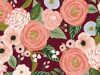 Cotton+Steel Garden Party - Juliet Rose - Burgundy Canvas