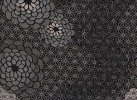 Kiku Asanoha schwarz Jacquard