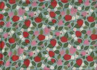 Reststück Wachstuch Erdbeeren hellblau 63cm Reststück Wachstuch Erdbeeren hellblau 63cm