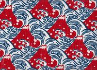 Wachstuch Fuji und Wellen rot Wachstuch Fuji und Wellen rot