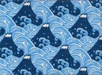 Wachstuch Fuji und Wellen hellblau Wachstuch Fuji und Wellen hellblau