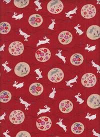 Wachstuch Hase & Blumen rot Wachstuch Hase & Blumen rot