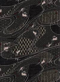 Wachstuch Hasen Wellen schwarz Wachstuch Hasen Wellen schwarz