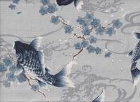 Wachstuch Koi & Sakura grau Wachstuch Koi & Sakura grau