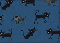Wachstuch Punkte & Katzen blau Doubleface Wachstuch Punkte & Katzen blau Doubleface