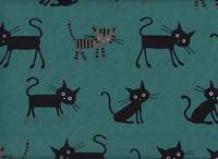 Wachstuch Punkte & Katzen grün Doubleface Wachstuch Punkte & Katzen grün Doubleface