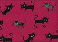 Wachstuch Punkte & Katzen rot Doubleface Wachstuch Punkte & Katzen rot Doubleface