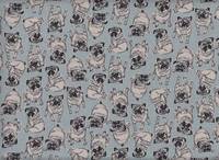 Wachstuch Möpse hellblau Wachstuch Möpse hellblau